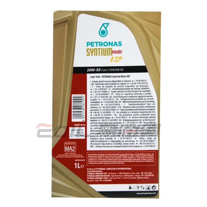 【易油網】【缺貨】PETRONAS 10W50 全合成機油 MOTO 4 SP 10W-50 ENI Mobil