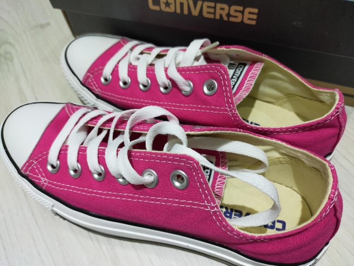 ［送贈品］CONVERSE CHUCK TAYLOR  All Star 桃紅 低筒 帆布 女 經典 絕版 粉紅 亮粉 帆布鞋 23.5cm 基本款