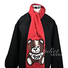 【茱麗葉精品】【全新精品】MOSCHINO 30663 M2328 亮片小熊羊毛流蘇圍巾.紅 現貨