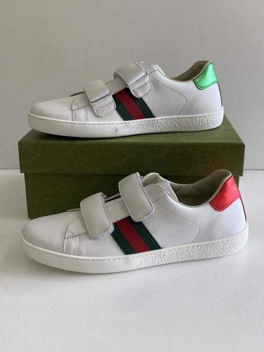 全新 Gucci 經典小白鞋 leather sneaker 大女童 38號 現貨(大人可以穿)