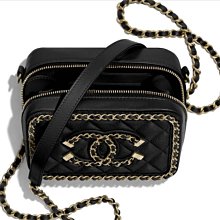 Chanel A93343 CC Filigree Vavnity Case Bag 中型荔枝紋鍊帶包 黑