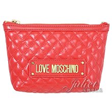 【茱麗葉精品】【全新精品 優惠中】MOSCHINO LOVE MOSCHINO 浮雕LOGO絎縫皮革萬用包.紅 現貨