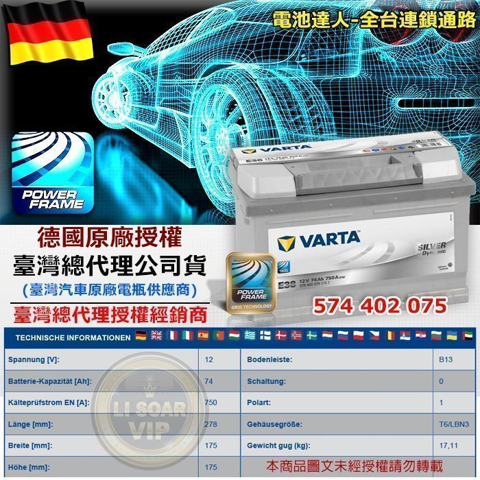 電池達人 華達 VARTA 銀色動力 電瓶 E38 PASSAT FOCUS Mondeo TDCI 汽柴油休旅車 電池