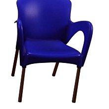 [家事達] TMT-CZ-010 皮面實木餐椅-藍色 特價
