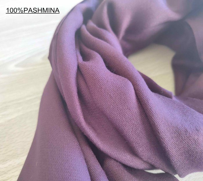 正品100%PASHMINA喀什米爾羊毛雙面會呼吸的圍巾披肩-浪漫深紫-送禮自用溫暖貼心禮物