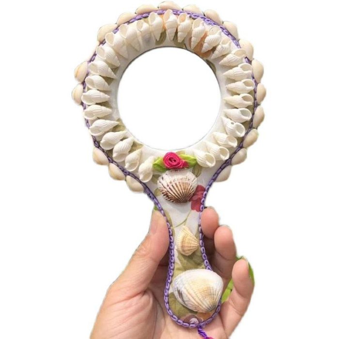 手柄鏡天然貝殼海螺鏡子旅游度假紀念品創意禮品家居地中海裝飾品