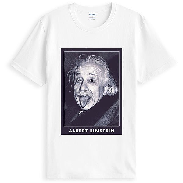 Albert Einstein 愛因斯坦人物相片潮T短袖棉質T恤 白色 t-shirt 美國棉 亞版