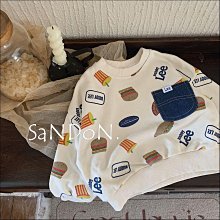 SaNDoN x『LEE』小孩兒童聯名系列口袋漢堡QQ毛圈大學TEE 231221