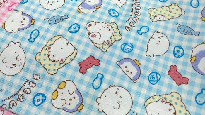 豬豬日本拼布 限量版權卡通布 三麗鷗毛毯熊莫普 藍 牛津布厚棉布料材質