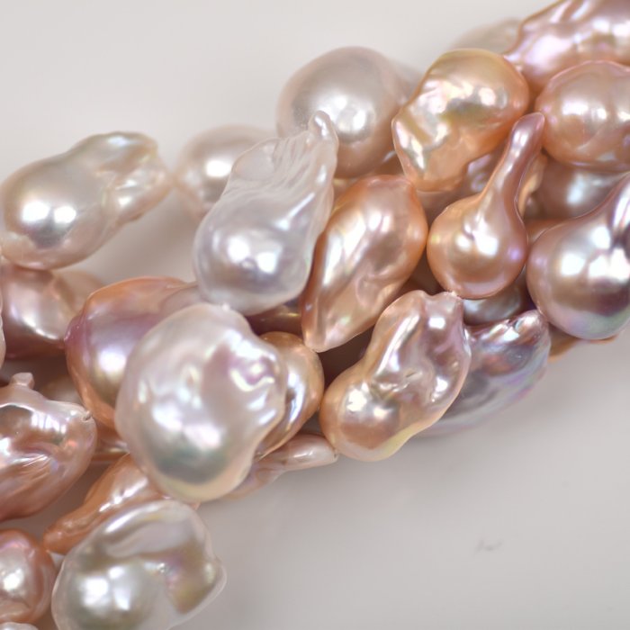 珍珠天然淡水珍珠15-25mm強光人魚大巴 巴洛克有核珍珠diy材料半成品