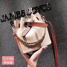 【P175】SMILE-甜美氣質．時尚百搭鏈條手提單肩斜挎水桶包