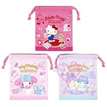 ♥小花花日本精品♥HelloKitty美樂蒂雙子星束口袋 三入組收納袋 飾品袋 化妝包~3