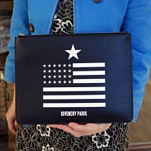 Givenchy 紀梵希 L USA Flag Pouch 大型美國星條旗手拿包 黑