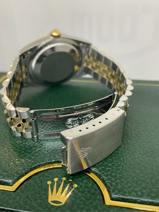 國際精品當舖 ROLEX 勞力士 蠔式半金 手錶 #原廠白色塘磁10鑽面 型號：16233G 原盒單