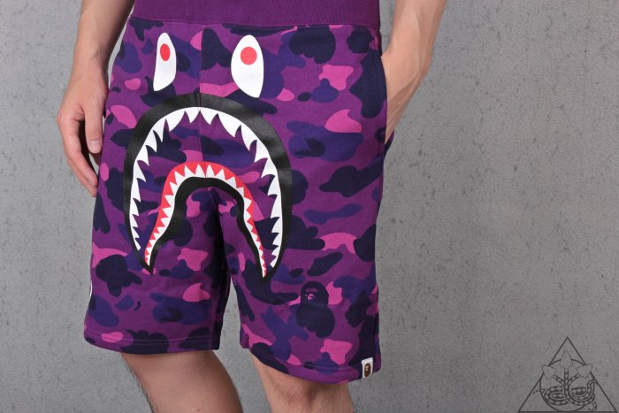 【HYDRA】A Bathing Ape Color Camo Shark Shorts 紫迷彩 短褲【BAPE17】