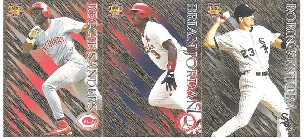 1996 PACIFIC CROWN COLLECTION  ROBIN VENTURA / REGGIE SANDERS / BRIAN JORDAN  金亮平行卡  3張一起賣