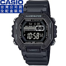 【柒號本舖】CASIO 卡西歐十年電力運動電子膠帶錶-黑色 / MWD-110HB-1B (公司貨全配盒裝)
