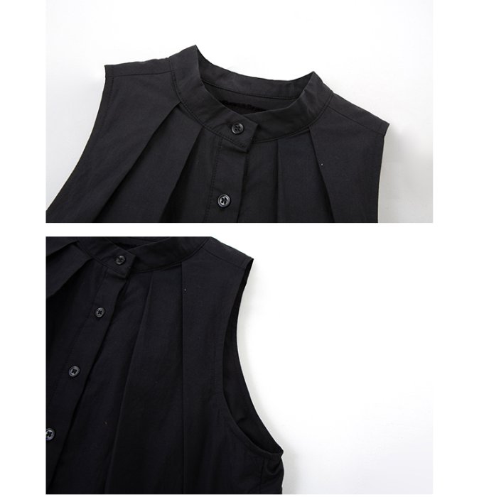 ►DR.DESIGN│DR33698-暗黑小眾 設計感 網紗拼接 不規則  黑色 無袖襯衫