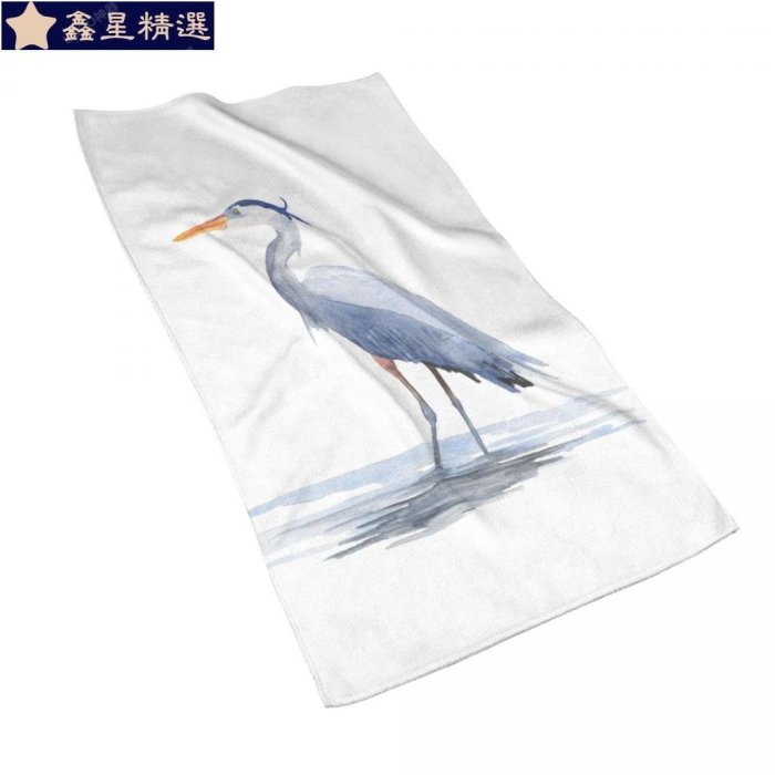 Great Blue Heron Watercolor Print Coastal 吸水毛巾 方巾 洗臉毛巾  陣-鑫星精選