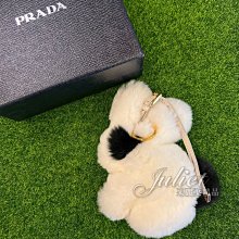 【茱麗葉精品】二手精品 【9.9成新】PRADA 可愛兔子造型兔毛吊飾/鑰匙圈.黑白 #909