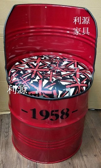 【40年老店專業家 】全新 餐椅 鐵桶 水桶 坐高45公分 仿舊 綠色 黑色 紅 圓柱椅 圓桶椅 工業風 有背 造型椅