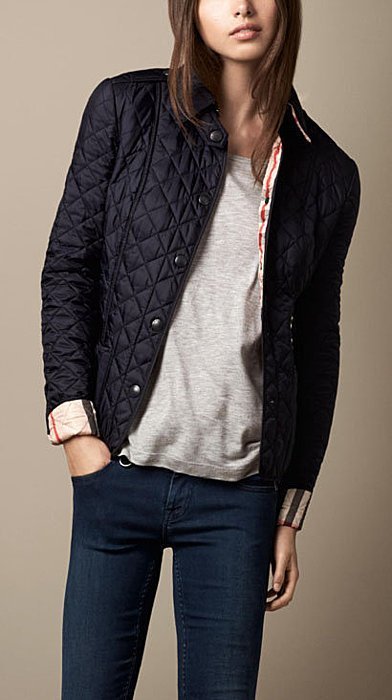 BurberryQuilted Snap-Front Cropped Jacket S/M/L菱格紋前釦口袋外套黑