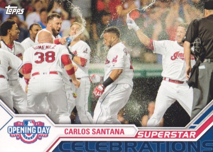 2017 Topps Opening Day CARLOS SANTANA 慶祝時刻 #SC-8 印地安人