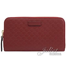 【茱麗葉精品】全新精品 GUCCI 449391 經典小雙G緹花全皮革壓紋拉鍊長夾.紅 預購無現貨