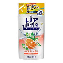 【JPGO】日本製 P&G Lenor 1 WEEK 一週間衣物消臭柔軟精 補充包400ml~柑橘香#656