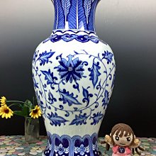 【 金王記拍寶網 】(學4) A339 中國古瓷 青花如意纏枝蓮紋大瓶 高40.5cm 罕見稀少