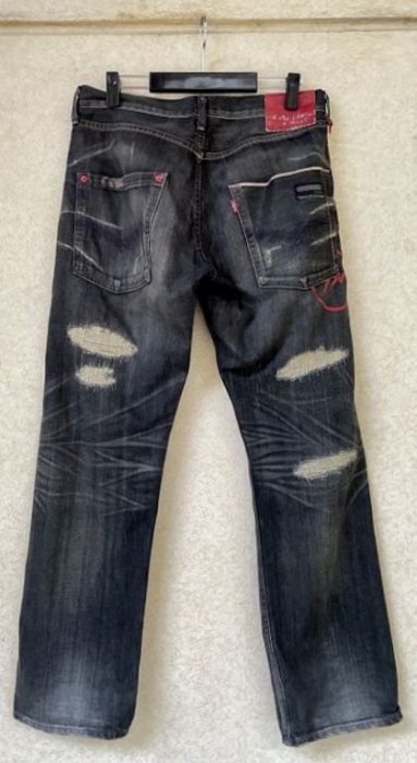 BLACK美中古LEVIS x FRAGMENT x CLOT x KZK黃金破壞丹寧褲牛王 (賣場另有八代紅閃牛王)