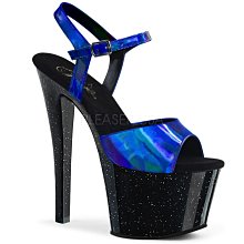 Shoes InStyle《七吋》美國品牌 PLEASER 原廠正品雷射金蔥厚底高跟涼鞋 出清『黑寶藍色』