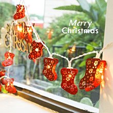 LED聖誕襪裝飾造型燈串【常亮+閃爍電池款】紅色3米20燈 聖誕節創意閃燈 聖誕樹佈置 ☆司麥歐LED精品照明