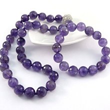 ♥寶峻飾品♥母親節優惠~天然紫水晶角珠手珠+項鍊套組,磁性水鑽扣環(12mm)