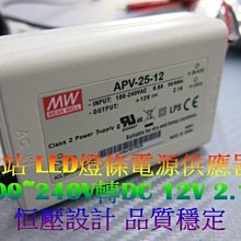 台灣 明緯 LED變壓器 110V ~ 240V 轉 DC 12V 恒壓輸出 穩定 可配五米燈條 2.1A 電源供應器
