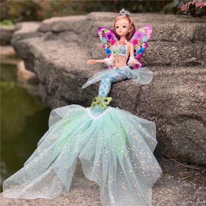 美人魚娃娃 會唱歌會發光美人魚娃娃女孩玩具生日禮物兒童人魚公主芭比洋娃娃CC小铺