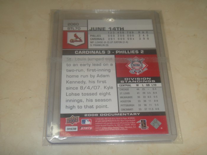 美國職棒 Cardinals Albert Pujols 2008 UD Documentary #2060 球員卡