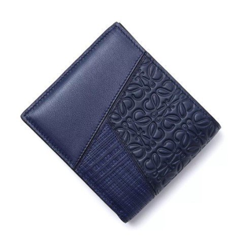 【二手】LOEWE Puzzle Bifold Coin Wallet 海軍藍 黑色 短夾 錢包 兩折 皮夾