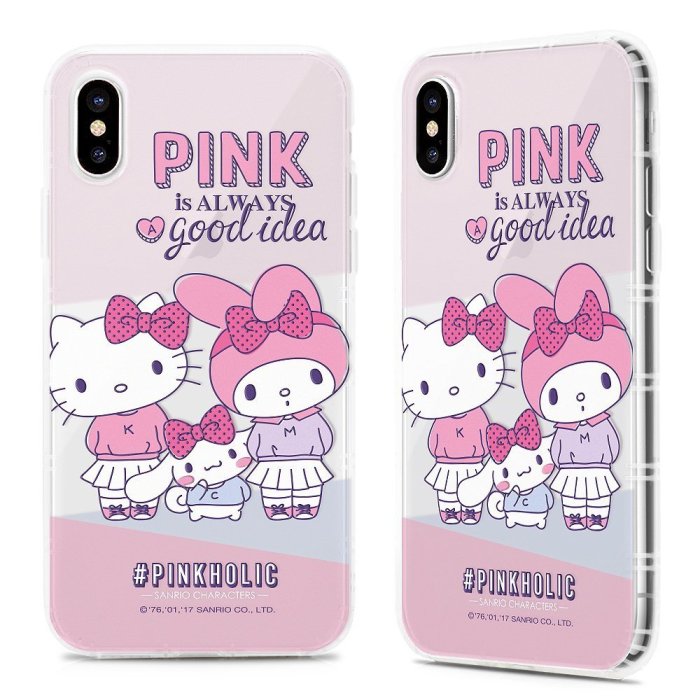 正版 Hello Kitty 空壓氣墊防摔保護軟殼-PINK系列 友情卡片-iPhone 7 Plus / 8 Plus