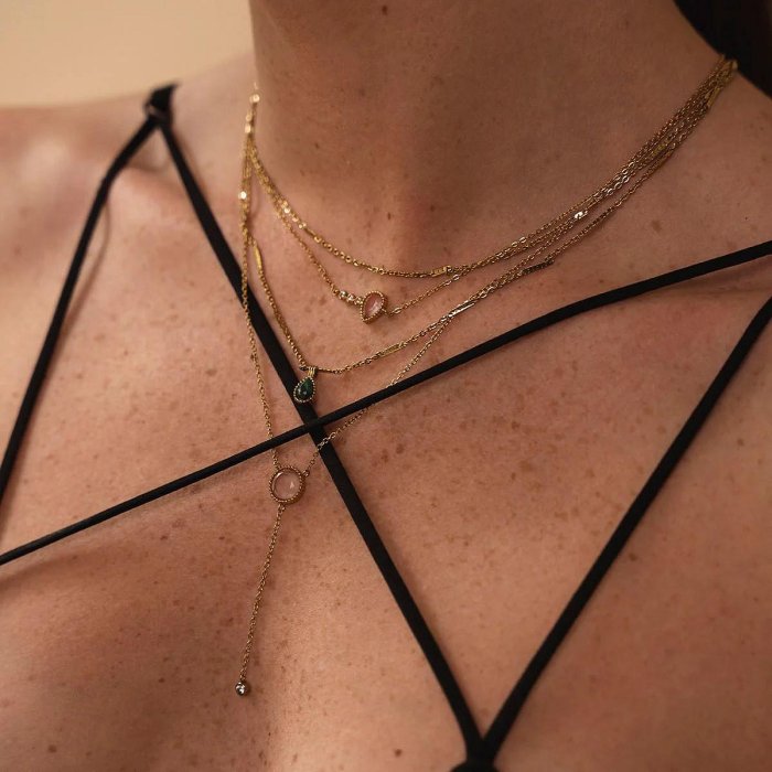 AEC PARIS 巴黎品牌 白鑽東菱玉項鍊 優雅金項鍊 CHAIN NECKLACE TYCHE