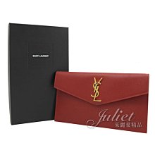 【茱麗葉精品】全新精品 YSL 專櫃商品 565739 UPTOWN 粒紋小牛皮信封造型大手拿包.紅 現貨