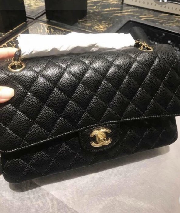 【COCO 精品專賣】Chanel A01113 香奈兒包 23 cm Flap Coco包 荔枝紋 黑金