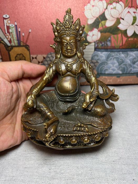 早期收藏銅雕佛像西藏密宗財神黃財神擺件