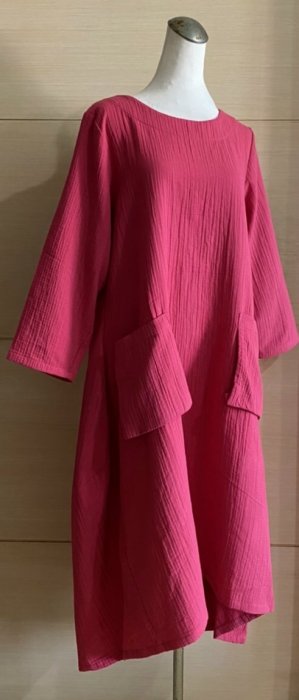 【荷湘田】秋冬--台灣製厚棉雙口袋寬鬆簡約連衣裙連身裙