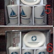 OUTLET限量低價出清 海洋 鄉村 現代 工業 風格 --衛浴用品四件組--牙刷罐 涑口杯 皂碟 洗面乳罐