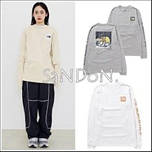 SaNDoN x『THE NORTH FACE』手繪風格塗鴉感可愛方塊經典印花長袖TEE 231102