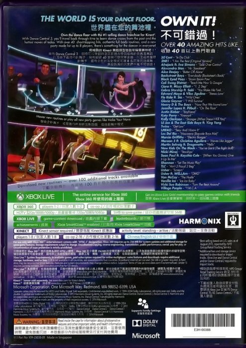 【二手遊戲】XBOX360 舞動全身3 DANCE CENTRAL 3 中文版 支援 KINECT【台中恐龍電玩】