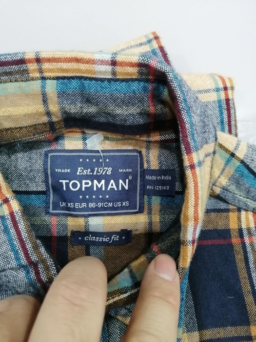 英國小眾品牌Topman襯衫，無吊牌但是沒穿過。具體尺寸見圖
