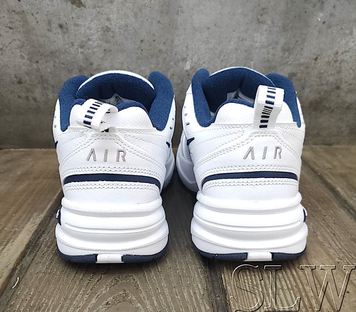 『 SLW 』415445-102 男 NIKE AIR MONARCH IV 白藍 皮革 經典 氣墊 運動休閒鞋 24