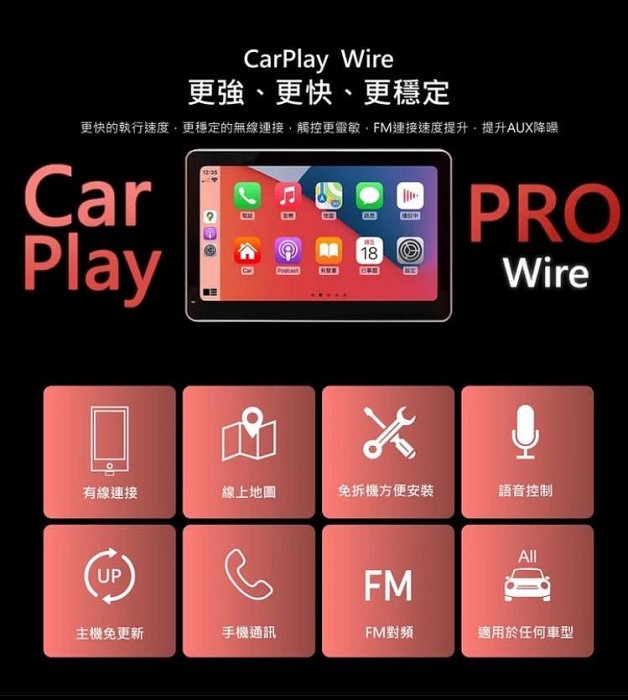 ~現貨~公司貨保固一年 CORAL CarPlay Pro A 有線版 七吋車用導航通訊娛樂中控台 手機鏡像